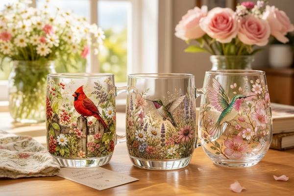 🌸 Limited Edition 2026 Garden Morning Bliss Glass Cup Collection ☕🐦